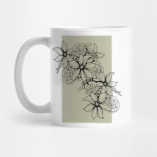 Floral Pattern With Green Color Block Mug